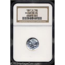 1941-S 10C MS68 Full Bands Prooflike NGC.