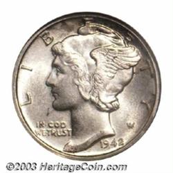 1942/1-D 10C MS61 Full Bands NGC.