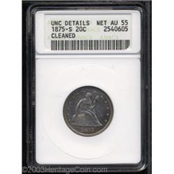 1875-S 20C --Cleaned--ANACS. Unc Details, Net AU55.