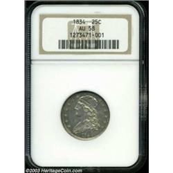1834 25C AU58 NGC.