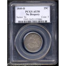 1840-O 25C No Drapery AU50 PCGS.