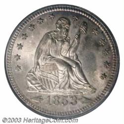 1853 25C Arrows and Rays MS66 NGC.