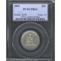 1890 25C PR63 PCGS.