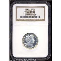 1892 25C PR64 Cameo NGC.