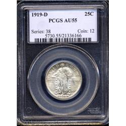 1919-D 25C AU55 PCGS.