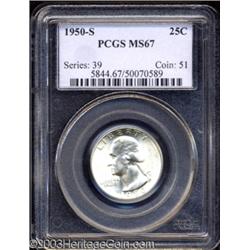 1950-S 25C MS67 PCGS.