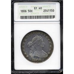 1806 50C Pointed 6, No Stem XF40 ANACS.