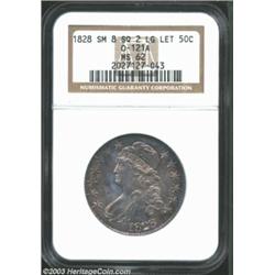 1828 50C Square 2, Small 8, Large Letters MS62 NGC.