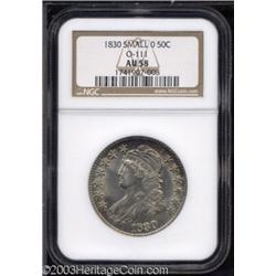 1830 50C Small 0 AU58 NGC.