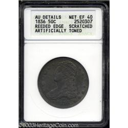 1836 50C Reeded Edge--Scratched, Artificially Toned--ANACS. AU Details, Net XF40.