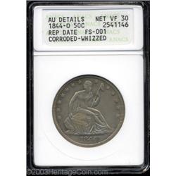 1844-O 50C --Repunched Date, Corroded, Whizzed--ANACS. AU Details, Net VF30.