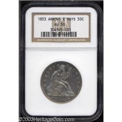 1853 50C Arrows and Rays AU50 NGC.