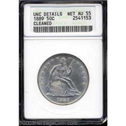 1889 50C --Cleaned--ANACS. Unc Details, Net AU55.