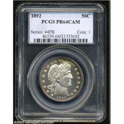1892 50C PR64 Cameo PCGS.