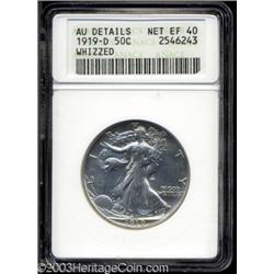 1919-D 50C --Whizzed--ANACS. AU Details, Net XF40.
