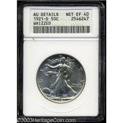 1921-D 50C --Whizzed--ANACS. AU Details, Net XF40.