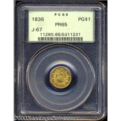 1836 PG$1 Gold Dollar, Judd-67, Pollock-70, R.5, PR65 PCGS.