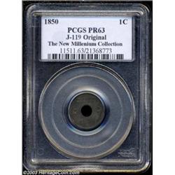 1850 P1C One Cent, Judd-119 Original, Pollock-134, R.6, PR63 PCGS.