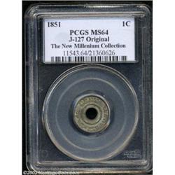 (1851) P1C One Cent, Judd-127 Original, Pollock-149, R.6, MS64 PCGS.