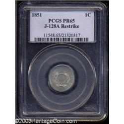 1851 P1C One Cent, Judd-128A Restrike, Pollock-150, R.7, PR65 PCGS.