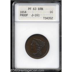 1854 P1C One Cent, Judd-161, Pollock-187, R.4, PR63 Brown ANACS.