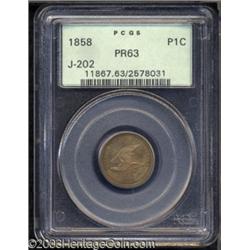 1858 P1C Flying Eagle Cent, Judd-202, Pollock-245-246, R.5-7, PR63 PCGS.