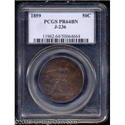 1859 P50C Half Dollar, Judd-236, Pollock-285, R.7, PR64 Brown PCGS.