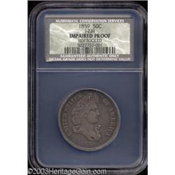 1859 P50C Half Dollar, Judd-239, Pollock-295, R.5, Impaired Proof, Reverse Tooled, NCS.