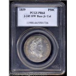1859 P50C Half Dollar, Judd-245, Pollock-303, R.7, PR64 PCGS.