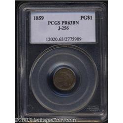 1859 PG$1 Judd-256, Pollock-7010, R.6, PR63 Brown PCGS.