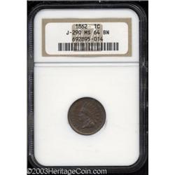 1862 1C Cent, J-290, Pollock-348, R.8, MS64 Brown NGC.