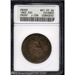 1862 50C Half Dollar, Judd-296, Pollock-354, R.7--Corroded--ANACS. Net PR60.
