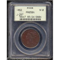 1862 $10 Ten Dollar, Judd-297, Pollock-355, 356, R.7, PR65 Red and Brown PCGS.