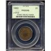 Image 1 : 1863 2C Two Cents, Judd-312, Pollock-377, R.4, PR65 Red and Brown PCGS.