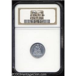 1863 10C Ten Cents, Judd-334, Pollock-406, R.7, PR64 NGC.