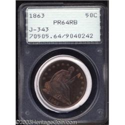 1863 50C Half Dollar, Judd-343, Pollock-415, R.7, PR64 Red and Brown PCGS.