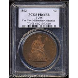 1863 $1 Dollar, Judd-346, Pollock-418, R.7, PR64 Red and Brown PCGS.