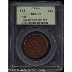 1863 $10 Ten Dollar, Judd-350, Pollock-422, R.6, PR65 Brown PCGS.
