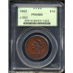 1863 $10 Ten Dollar, Judd-352, Pollock-424, R.6, PR64 Brown PCGS.