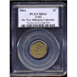 1864 Indian Cent, Judd-353, Pollock-425, R.5(?), MS 63 PCGS.