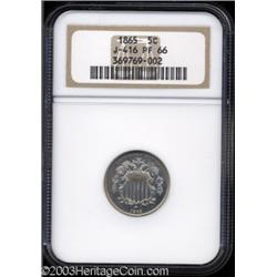 1865 5C Shield Five Cents, Judd-416, Pollock-488, R.6-7, PR66 NGC.