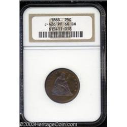 1865 25C Quarter Dollar, Judd-426, Pollock-498, R.6, PR66 Brown NGC.