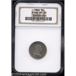 1866 5C Five Cents, Judd-461, Pollock-535, R.6, PR63 NGC.