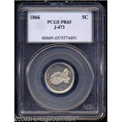 1866 5C Five Cents, Judd-473, Pollock-564, R.6, PR65 PCGS.