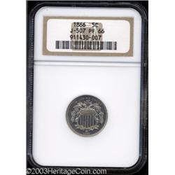 1866 5C Shield Five Cents, Judd-507, Pollock-591, R.6, PR66 NGC.