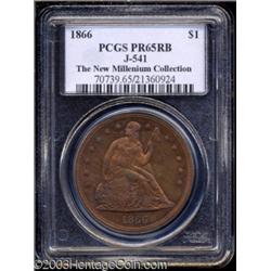 1866 $1 One Dollar, Judd-541, Pollock-606, R.5-6, PR65 Red and Brown PCGS.