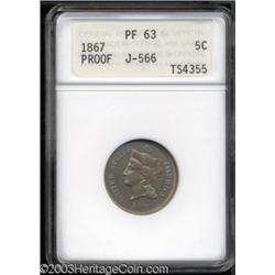 1867 5C Five Cents, Judd-566, Pollock-627, R.6, PR63 ANACS.