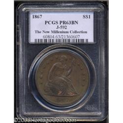 1867 $1 Dollar, Judd-592, Pollock-656, R.7, PR63 Brown PCGS.