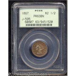 1867 $2 1/2 Quarter Eagle, Judd-595, Pollock-659, R.8, PR63 Brown PCGS.
