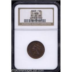 1868 5C Five Cents, Judd-626, Pollock-695, R.7, PR64 Red and Brown NGC.